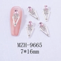 Ciondoli nail art a goccia rosa e triangolo argento con misura 7x16mm - Base Argento Rosa Chiaro (9665)