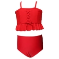 Tweeledig rood meisjes zwempak met peplum topje en broekje met hoge taille - 104 / Rood Cross Strap Zonder Ruches