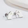Orecchini a perno a forma di mini fantasma in acciaio inossidabile argento per donna - Color Acciaio