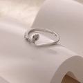 Silver vintage snake ring with sparkling white cubic zirconia and green gem eyes - Style 15-Silver Pave Snake