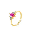 S925 silver gold-plated ring featuring marquise pink gemstone and white cubic zirconia - Marquise Pink Gemstone Style (RHR1639)