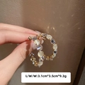 Pendientes de aro en forma de C dorados con piedras ojo de gato y diamantes - Pin de Plata-Pendientes de Aro Grandes