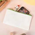 Blank cream canvas makeup bag with green zipper and durable fabric for stationery - 21*12 Green