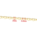 Golden heart-shaped stainless steel chain links, 3.2mm by 2mm for DIY jewelry making - Vacuum 18K Gold Heart Chain 2mm