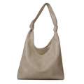 Sac hobo beige minimaliste avec détail de nœud et texture en cuir souple - Blanc Cassé