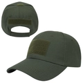 Detalle de gorra táctica verde militar con tela ripstop y correas de velcro ajustable - Verde Militar