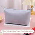 Gray PU leather travel makeup bag with LOVE print and zipper closure in 18.5x6.5x12.5cm - Light Gray
