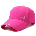 Quick-dry pink baseball cap with reflective trim and side logo for outdoor sun protection - Adjustable / Rose Red