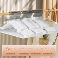 Set of 10 thickened non-slip white clothes hangers with seamless design and steel hooks - White (Thickened 55g)