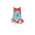 Épinglette en émail chat mignon portant un pull bleu avec détail fleur de cerisier - Chat Rayé Orange En Pull Bleu (CC2108)
