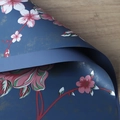 Deep blue waterproof floral wrapping paper with vintage rose patterns and gold dots - Fragrant Rose / Cloisonné