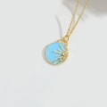 Collana vintage dorata con ciondolo rotondo azzurro motivo sole e luna - Sole Azzurro (XL3349-3)