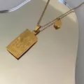 Golden Scorpio constellation square pendant necklace with embossed scorpion emblem - Scorpio