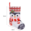 35cm Christmas stocking with cartoon penguin design and red white checkered top trim - Penguin Christmas Stocking-HO HO HO