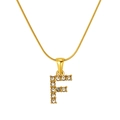 Golden snake chain necklace featuring a crystal-encrusted letter F pendant - Gold Letter F (S-P148-F)