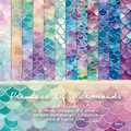 Princess Of Mermaids 6x6 inch scrapbook paper pad with 24 sheets of colorful fish scale patterns - R2413 24 Sheets