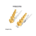 Polished golden stainless steel layered heart earrings measuring 4.4 cm by 1.1 cm - Gold Graduated Heart Dangle Style (YYE023705)