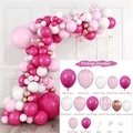 Rose gold and pink balloon arch kit featuring various latex sizes and confetti balloons - Rose Pink White Rose Gold Style (Set 044)