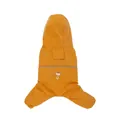 Waterproof dog rain jumpsuit in bright yellow with safety reflective stripes and hood - M / Orange