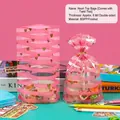 Pink striped gift bag with gold hearts and frosted finish for candy packaging - Pink Stripe with Hearts - Small