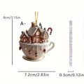 Christmas coffee cup cabin car pendant acrylic hanging ornament with dimensions - Coffee Cup Snow House Style A