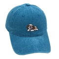 Berretto da baseball in cotone blu lavato con ricamo di cucciolo colorato sul davanti - M (56-58cm) / Blu Lago