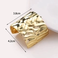 Lava textured wide metal hair clip in gold finish measuring 4.2cm by 3.8cm - Hammered Gold