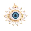 Evil Eye Anhänger in Gold mit meerblauem Zentrum und klaren Zirkonia-Steinen - M86-C3 Auge Eingesetzter Runder Stil / Blau