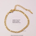 Gold-plated stainless steel Figaro chain bracelet featuring a lobster clasp and 0.3cm width - Gold Figaro Chain (LM718)
