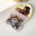 Pack of elastic fabric hair bands for kids in mixed dark colors with a heart-shaped tray - Dark Mix