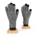 Guantes de punto táctiles de invierno en gris y negro con forro de felpa térmica - Talla Única (23*8cm) / Negro y Blanco