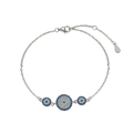 S925 Sterling Silver Evil Eye Bracelet with blue and white crystals in silver finish - Multi-Eye Ornate Style / Silver