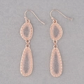 Rose gold irregular water drop crystal earrings with textured double layer pear shape - Rose Gold Frame Champagne (EA088-4玫瑰金)