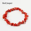 Irregular natural red jasper chip stone bracelet with saturated red mineral texture - Red Jasper