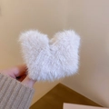 Plush cross cloud hair claw in soft beige pink faux fur for elegant autumn styling - Beige Butterfly (39#)