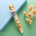 Creative ten-color ballpoint pen with a beige tiger cartoon design and 3D silicone topper - Tiger - Smooth Sailing