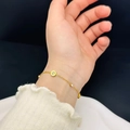 Elegante pulsera de cadena dorada con colgantes circulares y circonitas brillantes - Pulsera de Anillo con Números Romanos y Rhinestone (E175) / Dorado