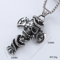 Hip hop skull and snake pendant with double axe design in polished stainless steel - Snake Axe Style (Style 8) / Pendant Only