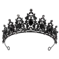 Elegant vintage black crystal tiara with sparkling pear-cut rhinestones and alloy base - Black Base and Black Stone