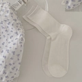 Classic white ribbed cotton crew socks for women with a minimalist aesthetic design - One Size / White