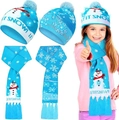 Ensemble bonnet et écharpe de Noël à LED bleu clair avec motif de bonhomme de neige - Nouvel Ensemble Bonhomme de Neige