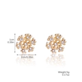 Golden snowflake stud earrings with white rhinestones, size 1cm, minimalist style - Gold Rhinestone Snowflake (SD-03)