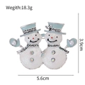 Christmas snowman brooch featuring blue hats, glitter finish, rhinestones, and pearls - Couple Snowman (C372-A)