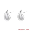 Silver teardrop earrings with 11mm width and 18mm length dimensions shown - White Gold Small