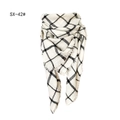 Plaid cashmere-like triangle scarf in white and black grid with soft tassel edges - Cream/Beige Plaid