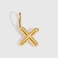 Minimalist polished 14K gold plated bubble letter X charm pendant for DIY jewelry - Letter X / Gold