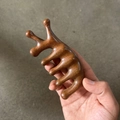 Five-tooth sandalwood scalp massage comb with polished ergonomic wood grain design - Golden Large Snail Massage Comb