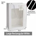 White large rectangle gift bag with transparent window and silver woven handles - Large Rectangular White 35*25*15