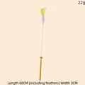 Juguete de varita interactiva para gatos con plumas amarillas, cascabel y vara de 60 cm - Pluma amarilla blanca