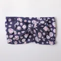 Soft nylon baby headband with dark blue baseball print and a large knot bow - Dark Blue Baseball Pattern